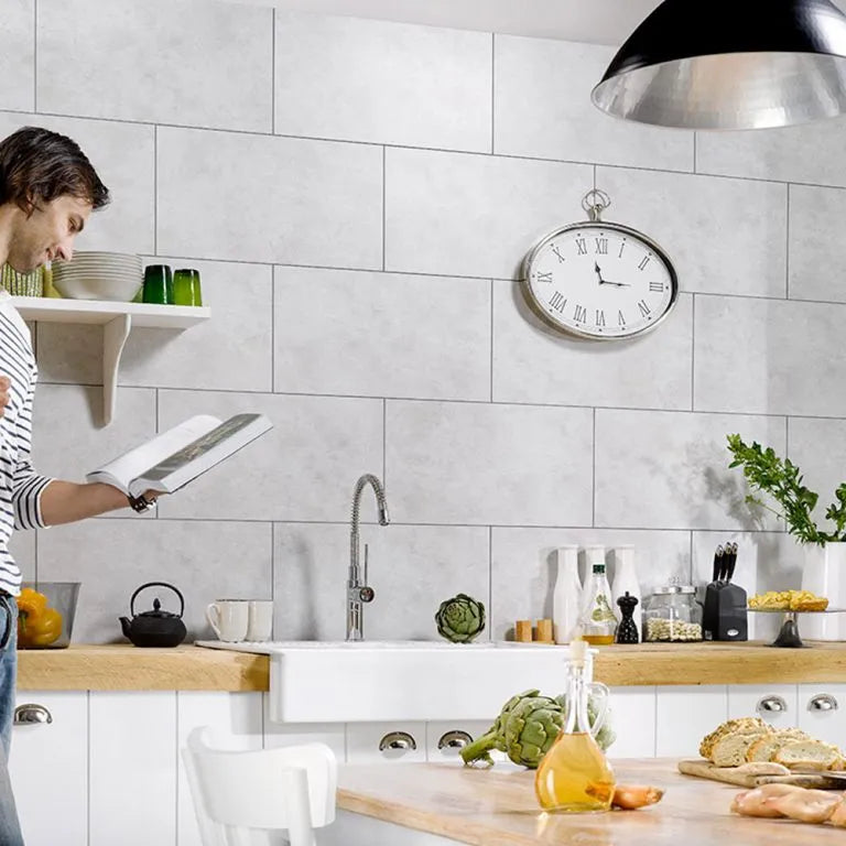 Cloudy White Tile Panel