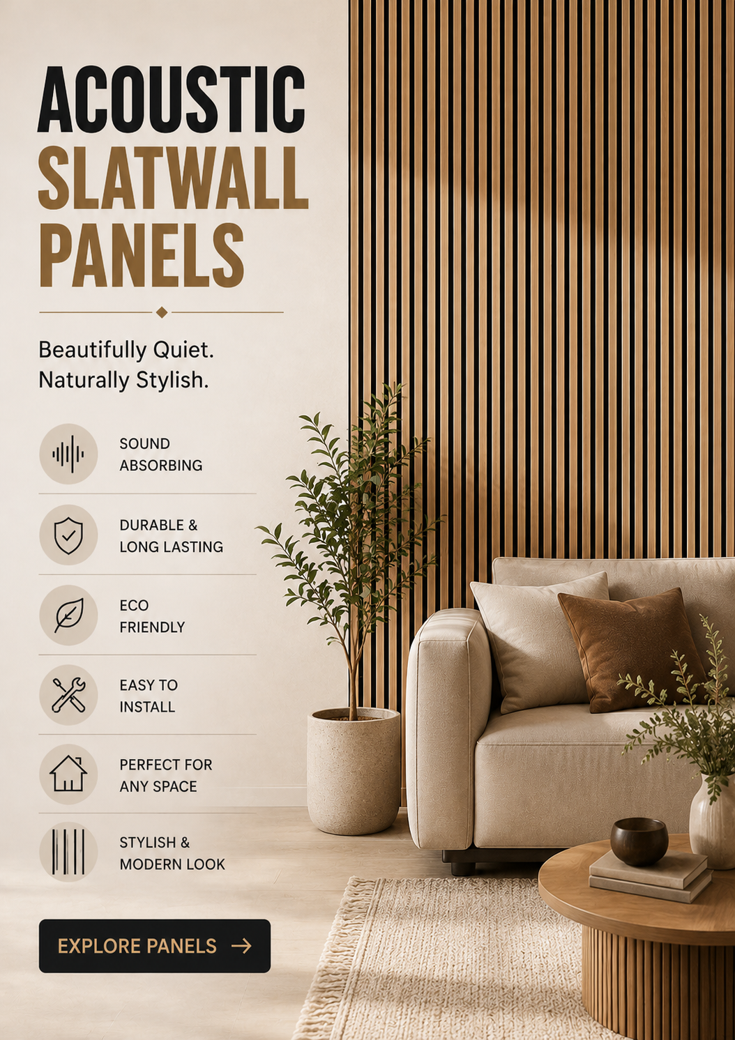 Acoustic slatwall panels