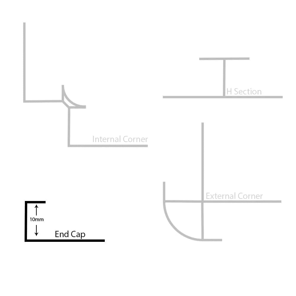 10mm Edge Trim - White | Plastic