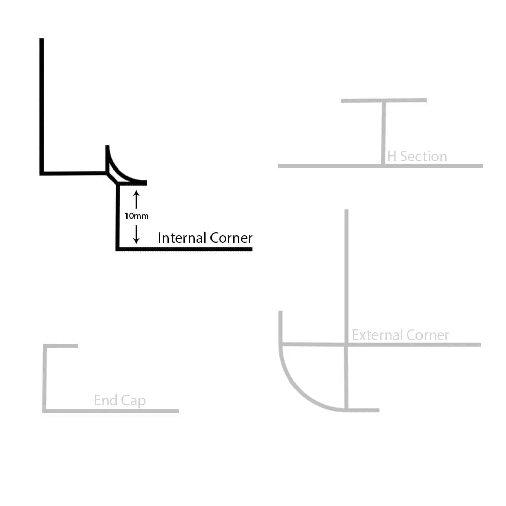 10mm Internal Corner Trim - Black | Plastic